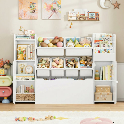 Latitude Run® 54.3"W Toys Storage Organizer With Storage Bins & Movable Drawer | Wayfair