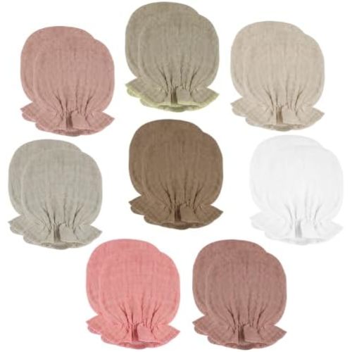 8Pack Newborn Baby Muslin Mittens No Scratch Elastic Wrist Soft Gloves Bulk