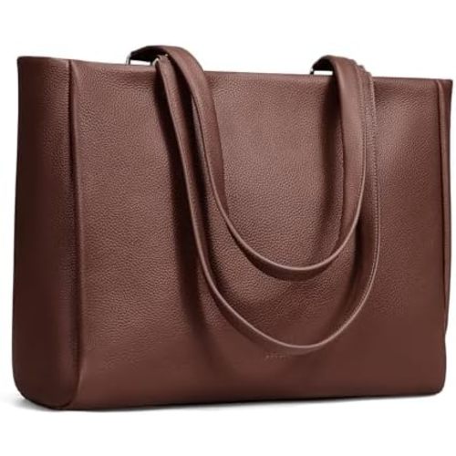befen Genuine Leather Work Laptop Tote Bag for Women Ladies Totes Shoulder Purses Satchel Handbag with 15" Compartment