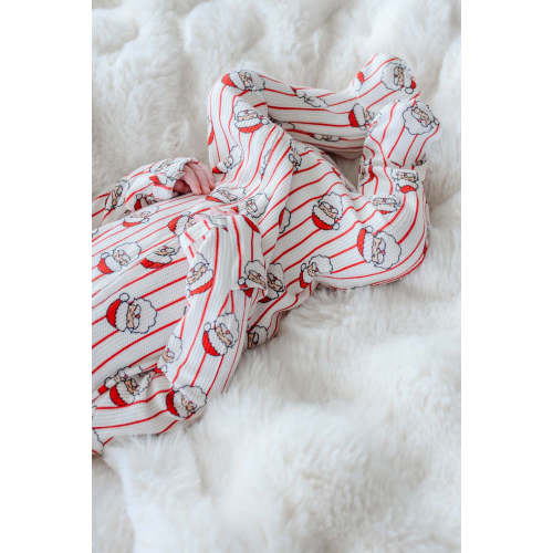 Christmas Bamboo Waffle Zipper Footie in Holly & Jolly | Caden Lane