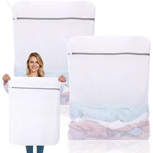 2 Pack XX-Large Mesh Laundry Bags for Delicates, 24 x 32 Inches