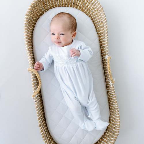Jacob Smocked Footie - Light Blue
