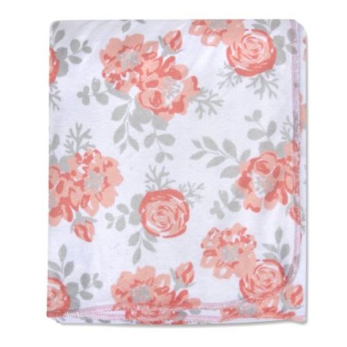 Baby Essentials 35”L x 30”W Reversible Soft Plush Fleece Throw Blanket for Newborns, Infants and Toddlers for Sleep, Cuddling, Swaddling and Lounge in Floral