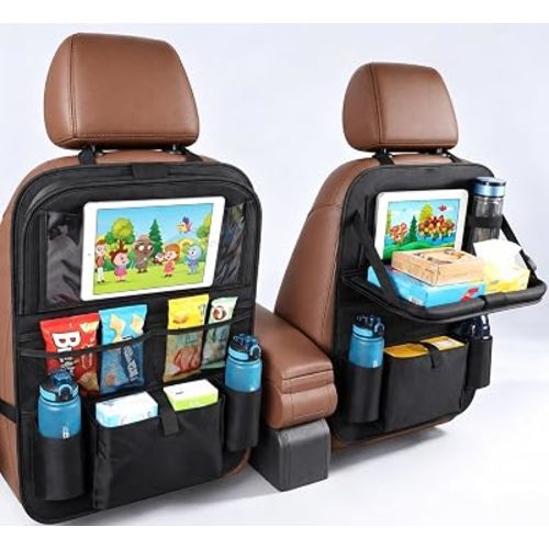 Car BackSeat Organizer,2 Pack for Kids Car Organizer Kick Mats Kick Mats Back Seat Protector with Touch Screen Tablet Holder, for Kids, Car Travel Accessories, (2PACK)