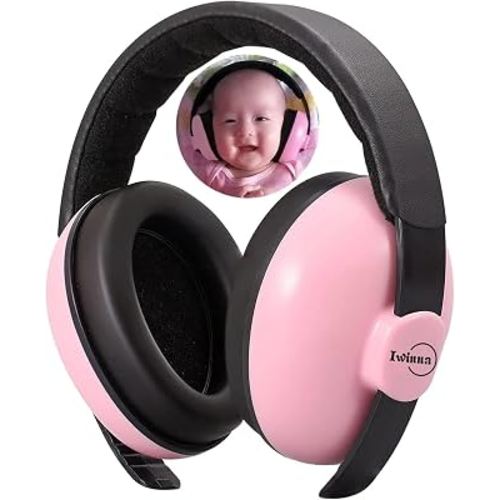 Baby Headphones 0-24 Months, Noise Cancelling Ear Muffs for Infants, Pink | Adjustable Baby Ear Muffs for Sensitive Ears, Noise Protection Headphones for Airplane, Travel, Sleep, Firework & Loud Events