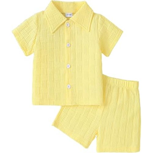Toddlers and Baby Boys' Summer Clothes Infant Boy Button-town Shirt and Short Set Outfits