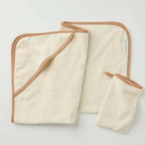 Cloud Loom™ Organic Baby Hooded Towel and Bath Mitt Set