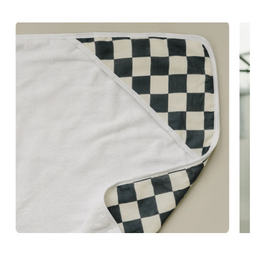 Charcoal Checkered Muslin Hooded Towel