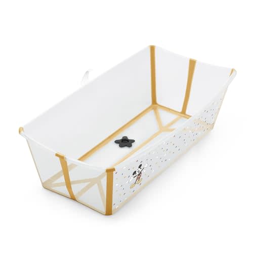Stokke Flexi Bath X-Large Baby Bathtub, Mickey Celebration - 31.5 x 15.7 x 9.4 in - Best for Infants & Toddlers - Lightweight, Foldable & Easy to Store - Convenient to Use at Home or Traveling