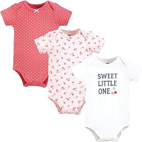 Hudson Baby Unisex Baby Cotton Bodysuits, Sweet Cherry, 12-18 Months