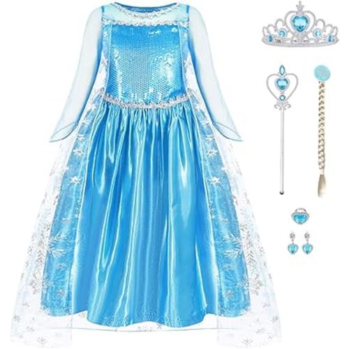 Princess Dress for Girls Princess Costume Halloween Cosplay Princess Dress Up Luxury Birthday Outfit for Toddler Kids