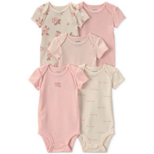 Baby Girls' Floral Short-Sleeve Bodysuits, 5-Pack