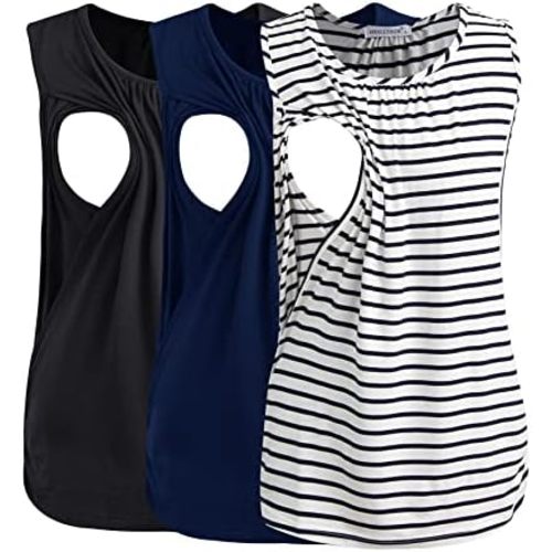 Smallshow Women's Maternity Nursing Tank Tops Breastfeeding Clothes 3-Pack