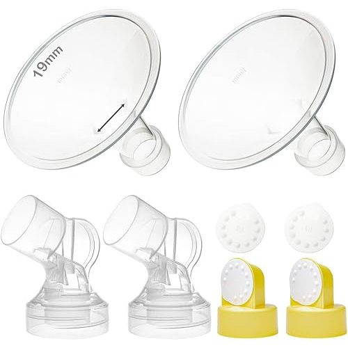 Nenesupply Pump Parts 19mm Flanges Compatible with Medela Breastpump Flange Valve Membrane Connector Compatible with Personalfit Connector Not Original Medela Pump Parts. Pump in Style Symphony