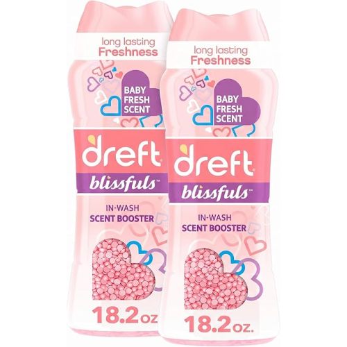 Dreft Blissfuls In-Wash Laundry Scent Booster Beads, Baby Fresh Scent, 18.2 oz (Pack of 2)