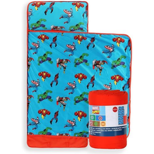 Jay Franco Toddler Nap Mat with Built-in Pillow and Blanket - Soft 46 x 20-inch Microfiber Kids Sleeping Bag for School or Sleepover