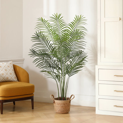 Primrue Adcock 2 Artificial Palm in Pot Set, Faux Green Palm Plant, Fake Palm Tree for Home Decor & Reviews | Wayfair