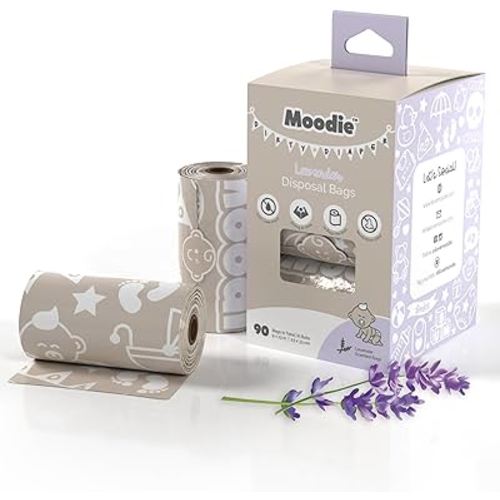 NEW Baby Disposable Diaper Bags (90 BAGS TOTAL) | LAVENDER SCENTED Diaper Bags Disposable (6 Refill Rolls 9 x 13in) | Leak Proof Diaper Trash Bags | Baby Essential Item Diaper Change on the Go…