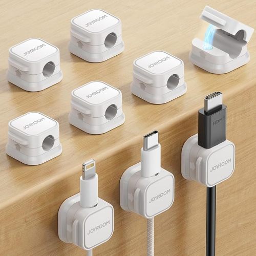 12 Pack Magnetic Cord Holder, Cord Organizer Cable Clip for Desk Management, JOYROOM Smooth Adjustable Cable Clip, Wire Holder Keeper Organizer for Home Office Desk Phone Car Wall Desktop Nightstand