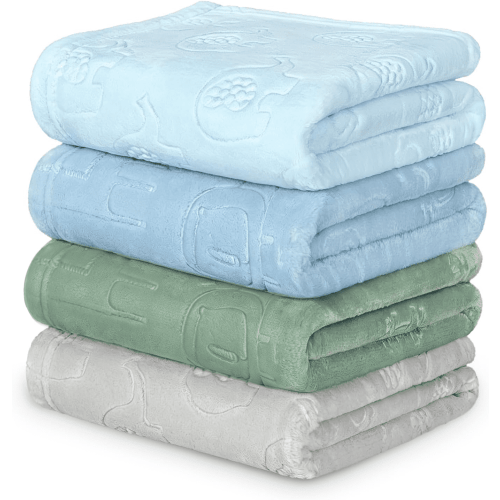 4 PCS Baby Blankets, 3D Animal Fleece Blanket for Boys, Cozy and Fluffy Crib Blankets for Toddler Infant Newborn Blankets, 30 x 40 Inch