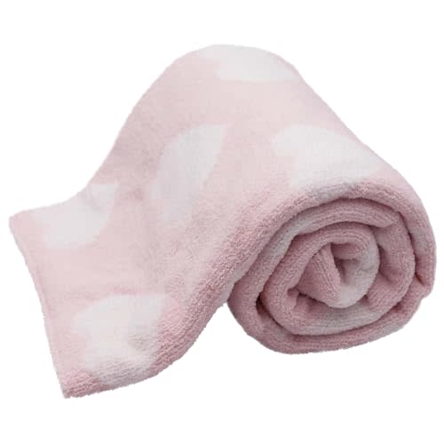 Chenille Baby Blanket for Boys & Girls, Soft Plush Toddler Blanket, 40x30 Inches (Pink Hearts)