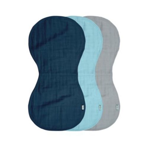 green sprouts® 3-Pack Organic Cotton Muslin Burp Cloths in Blue/Gray - ROYAL - ONE SIZE