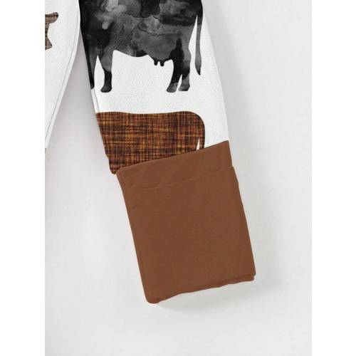 Baby Bamboo Fiber Zip-Up, Western Cowboy Print Romper, All-Season Knit Fabric Skinny Fit With Zipper Detail, Boy Baby Girl Clothes, Perfect For Outdoor | SHEIN USA