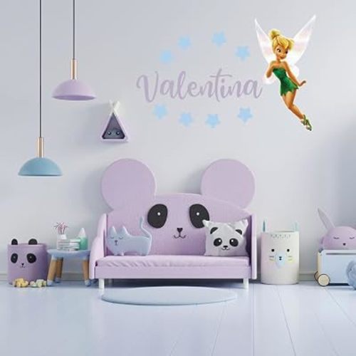 Tinkerbell Personalized Name Nursery Wall Decal Vinyl Sticker | Multiple Font Options | Custom Kids Room Décor | Bedside Decals | Children’s Room | Car | Laptop