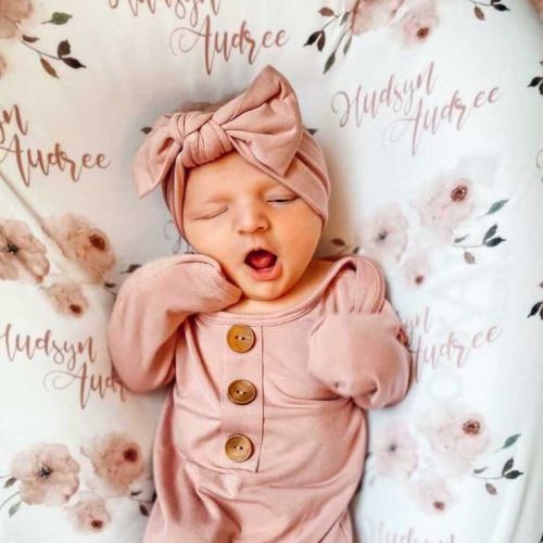 Mauve Solid Knit Large Bow Headwraps