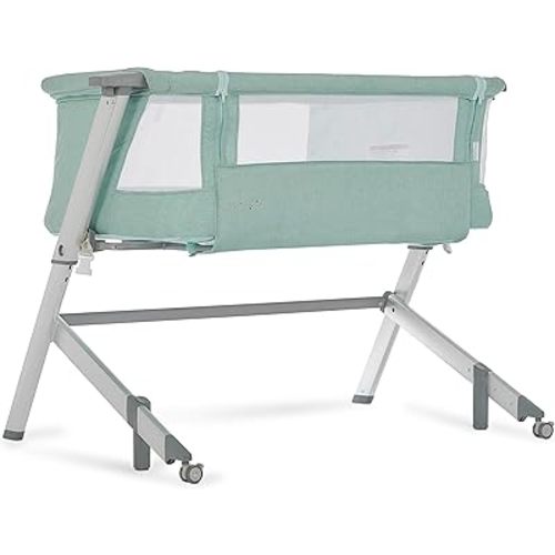 Dream On Me Skylar Bassinet and Bedside Sleeper, Adjustable Heights, Breathable Mesh Sides, Plush Mattress Pad, Wheels with Safety Locks & Tool-Free Assembly, Compact Fold & Travel Bag - Mint