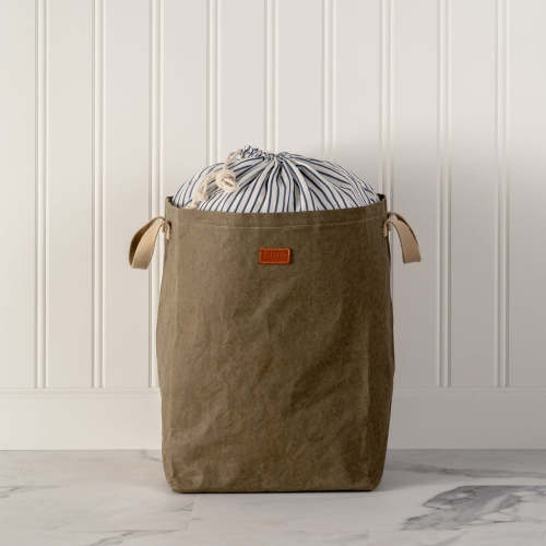 POSITANO LAUNDRY HAMPER BAG Color: Striped Top/Oliva