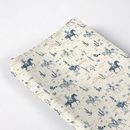 Western Horse Cactus Mountains Pattern Baby Changing Pad Cover, Unisex Western Nursery Diaper Changing Table Pad Mat Sheet for Boys-16x32