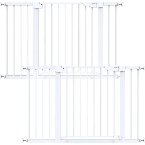 Cumbor 29.7-40.6" Baby Gate for Stairs, Mom's Choice Awards Winner-Dog Gate for Doorways, Pressure Mounted Auto-Close Pet Gates for Dogs Indoor, Safety Child Gate with Easy Walk Thru Door, White