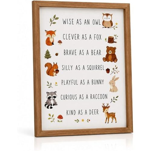 flangairy Woodland Animal Nursery Decor, Kids Room Wall Art