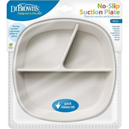 Dr. Brown's No-Slip Divided Suction Plate, Gray, 1-Pack