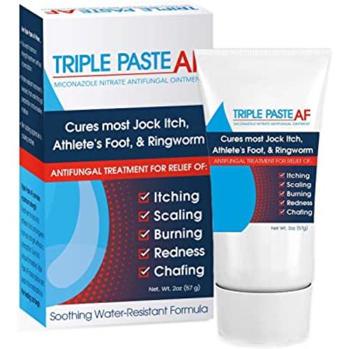 Triple Paste AF Antifungal Ointment for Skin, Athletes Foot Treatment and Ringworm Treatment - 2% Miconazole Antifungal Cream - 2 Oz Tube (Packaging May Vary)