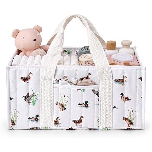 Mallard Duck Baby Diaper Caddy Organizer Mallard Duck Baby Stuff | Portable Nursery Storage Basket with Handle Baby Shower Essentials, Mallard Duck Nursery Decor, Gift for Baby Shower