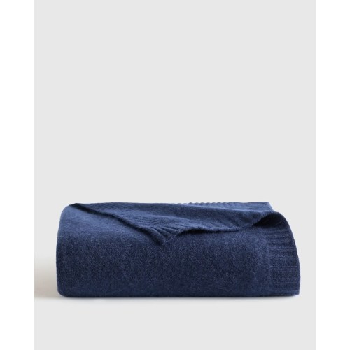 Luxe Knit Cashmere Baby Blanket in True Navy