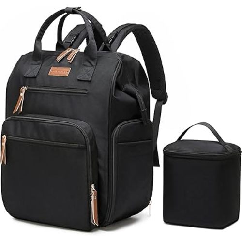 Breast Pump Bag for Spectra S1 S2 Medela, Convertible Large Diaper Bag Backpack for Working Moms with 14 inch Laptop Sleeve & Cooler Storage, Black