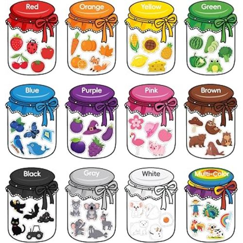 12Pcs Wooden Magnetic Color Sorting 72 Fridge Magnets for Kids