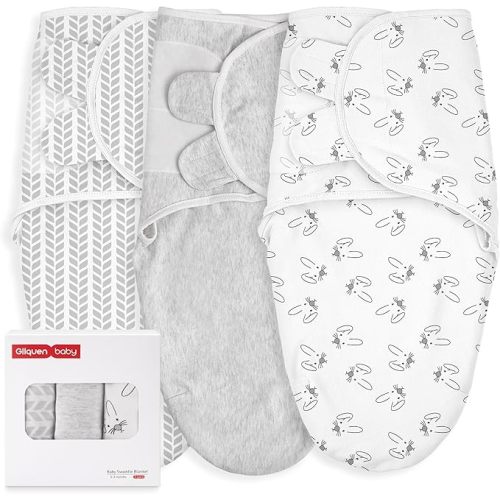 GLLQUEN BABY 3-Pack Organic Baby Swaddle Sleep Sacks - Swaddles for Newborns, Infant 0-3 Months, Baby Girls, Boys, Soft & Snug Newborn Sleep Sack, Nursery Swaddling Blankets, Baby Essentials & Gift