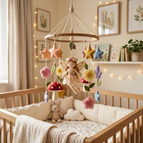 Fairy Baby Mobile, Felt Crib Mobile, Enchanted Nursery Decor, Butterfly Flower Mobile, Custom Baby Shower Gift