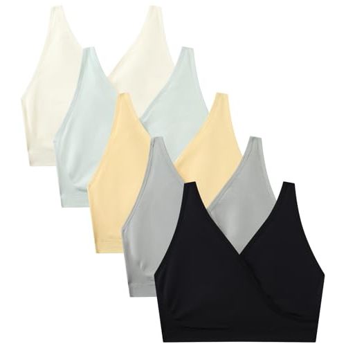 Suekaphin 5pack Nursing Bra Maternity Bra Breastfeeding Sleeping/Sleep Bra Pregnancy Women's Seamless Bralette Wirefree