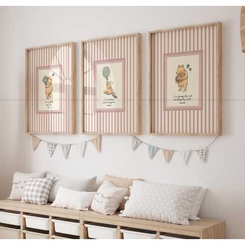 If Girl :) Winnie the Pooh Christian Nursery Wall Art Jesus Nursery Art Baby girl Scripture Nursery Winnie the Pooh Bible Verse Poster in Pink