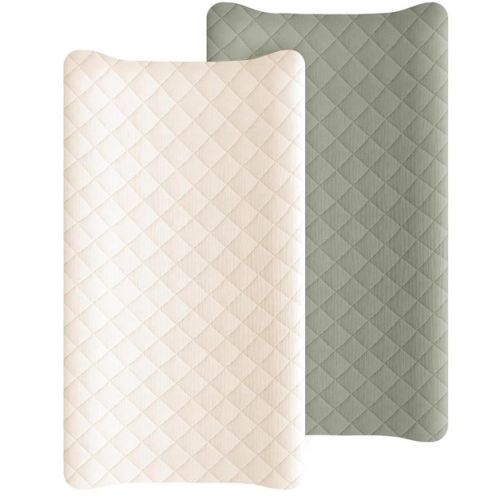 LISM 2 Pack Waterproof Changing Pad Cover,Cotton Quilted Diaper Changing Pad Sheets