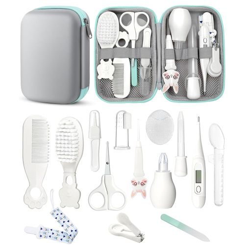 Baby Healthcare and Grooming Kit, Safety Newborn Nursery Baby Care Kit, with Hair Brush Comb, Nail Clipper, Thermometer, Pacifier Clip, Baby Registry Search, Baby Girl Boy Newborn Essentials