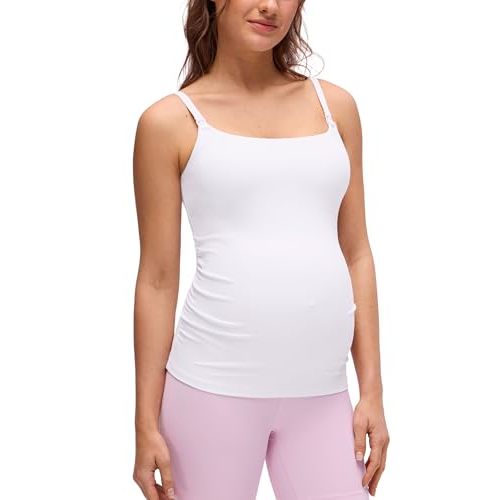 CRZ YOGA Butterluxe Maternity Clip Down Nursing Tank Tops - Adjustable Straps Womens Pregnancy Casual Cami Shirt Built in Bra
