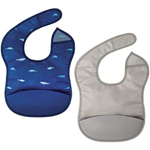 Tiny Twinkle Silicone Pocket Bibs - Waterproof, Food Catching, Mess-Proof Bibs for 6-24 Months Baby Boy and Girl, Toddlers