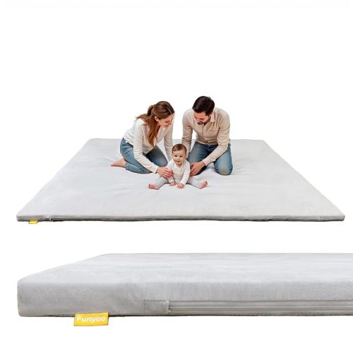 79" ×71" Padded Baby Play Mat for Floor, 1.2" Thick Memory Foam Mat with Non-Slip Bottom, Tummy Time Activity Gym & Safe Crawling Space, Machine-Washable Cover, Fits 79" x71" Playpens