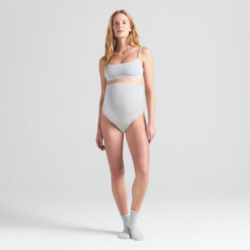 COTTON JERSEY MATERNITY NURSING SCOOP BRALETTE | LIGHT HEATHER GREY | SKIMS